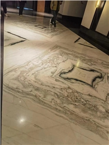 Marble White Panda Floor Tiles Luxury Hotel Lobby Pattern
