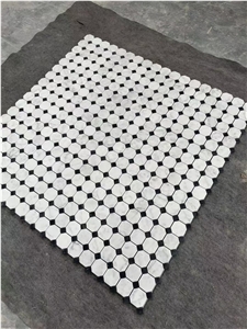 Octagon Marble Carrara With Black Dots Kitchen Floor Mosaic