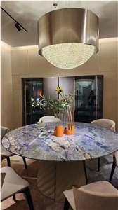 Round Blue Granite Furniture Azul Bahia Home Dining Table