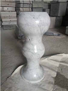 Solid Marble White Jade Sculptured Column For Architectures