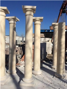 Solid Marble White Jade Sculptured Column For Architectures