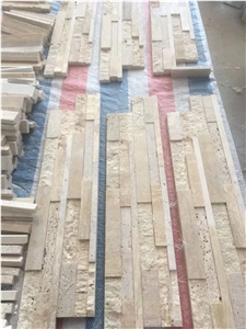 White Wood Grain Marble Stacked Stone Ledger Veneer Panels