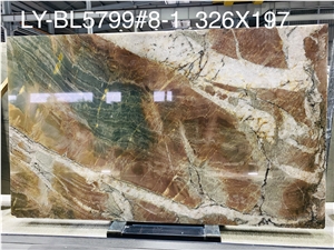 New Arrival Green And Brown Quartzite Slab With Good Quality