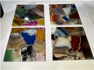 Colors Gemstone Slab, Small Agate Cup Mat