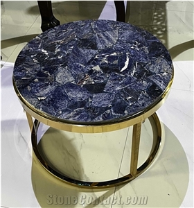 Semiprecious Gem Stone Blue Sodalite Desk
