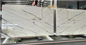 Chinese Oriental Calacatta Marble Bookmathed Slabs