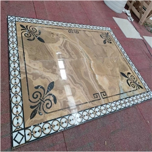 Home Lobby Inlay Medallion Pattern Marble Floor Design