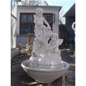 White Carved Water Fountain Outdoor Garden Fountains