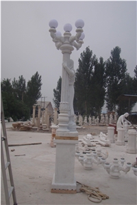 White Nature Marble Columns Roman Pillar For Sale