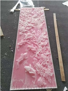 Afghan Pink Onyx Wall Relief