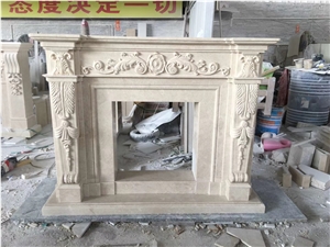 Factory Price Natural Stone Sculptured Fireplace Mantel