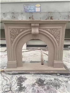 Factory Price Ottoman Beige Marble Sculptured Fireplace
