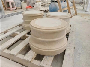 Factory Price Ottoman Beige Marble Solid Column Pillar