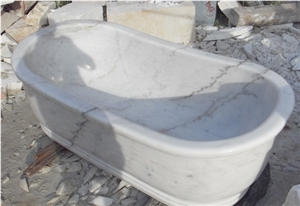 Kwong Sal White Marble Full Body Bathtub
