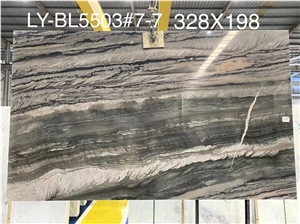 Line Grey Black Veins Natural Quartzite Stone Slab For Wall