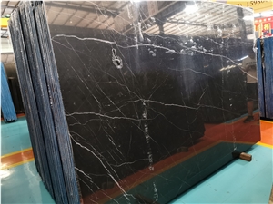 Low Price Black Nero Marquina With White Veins Marble Slab