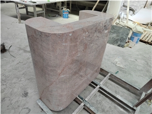 Pink Natural Stone Marble Reception Desk Office Furniture