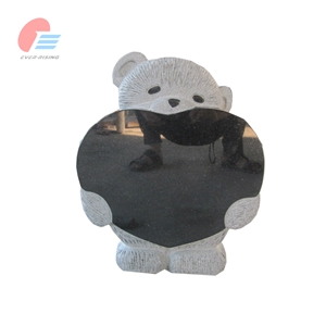 Black Granite Teddy Bear Holding Heart Children Memorial