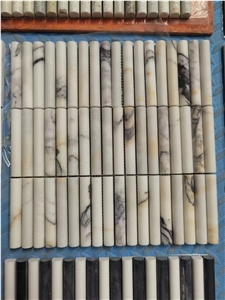 Track Stack White Tone Marble Mosaic Wall Tile