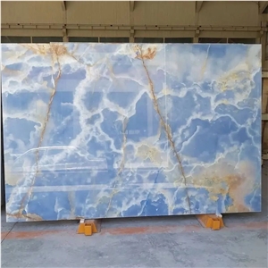 Natural Blue Onyx Slabs Polished Luxury Stone Surfaces