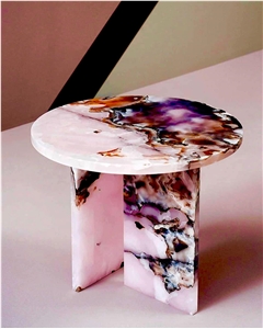 Natural Pink Onyx Marble Plinth