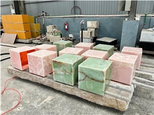 Natural Pink Onyx Plinth Decorative Furnitures