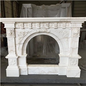 Natural White Marble Fireplace Mantel