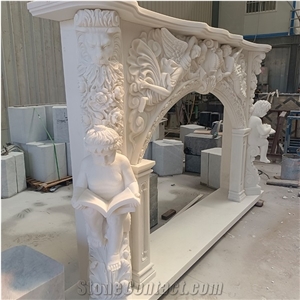 New Design Indoor Decorative White Marble Fireplace