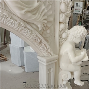 New Design Indoor Decorative White Marble Fireplace