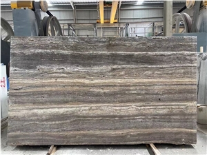 YDSTONE Natural Dark Grey Silver Travertine Slabs
