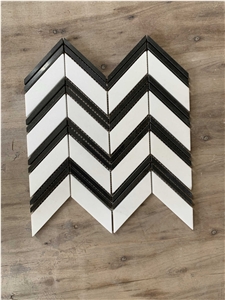 1" X 4" Marble Herringbone Honed Mosaic Wall & Floor Tile