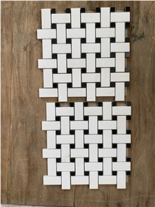 12" X 12" Marble Basketweave Mosaic Wall & Floor Tile