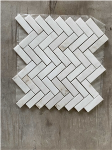 12" X 12" Marble Herringbone Mosaic Wall & Floor Tile