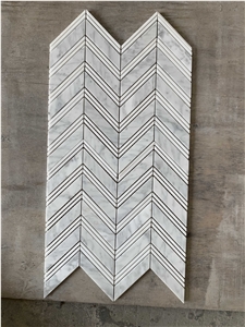 Marble Herringbone / Chevron Mosaic Wall & Floor Tile