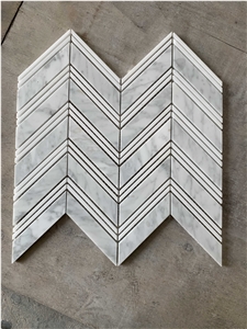 Marble Herringbone / Chevron Mosaic Wall & Floor Tile