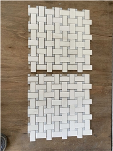 White Thassos  Marble Basketweave Mosaic Wall & Floor Tile
