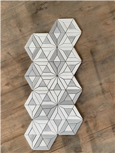 White Thassos Marble Honeycomb Mosaic Wall & Floor Tile