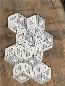 White Thassos Marble Honeycomb Mosaic Wall & Floor Tile