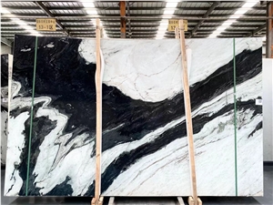 China Panda White Marble Bookmatch Polished Slab