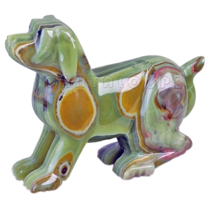 Green Onyx Natural Stone Dog Sculpture