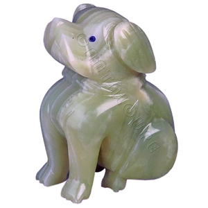 Green Onyx Natural Stone Dog Sculpture