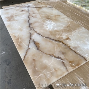 Backlited Polished Decorated Artificial Alabaster Wall Panel