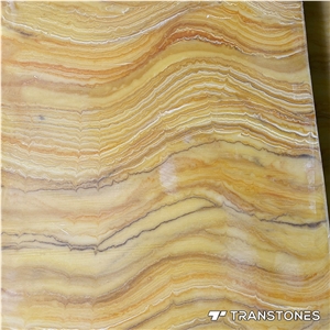 Cheap Stock Alabaster Yellow Artificial Stone Continued Vein