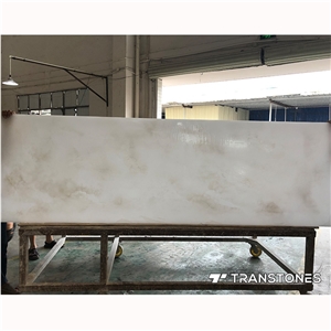White Alabaster Artificial Stone Decorative Wall Panels Cut-To-Size Available