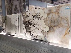 Brazil Alpinus Granite White Polished Slabs For Interior Use