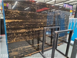 China Black Gold Flower Marble Polished Slabs For Outdoor