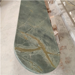 Nice Pattern Peacock Green Marble Decorate Tiles For Stairs
