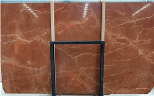 Polished Coral Red Marble Slab