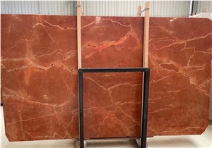 Polished Coral Red Marble Slab