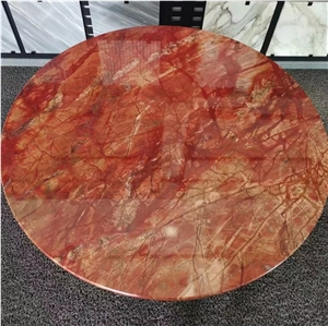 Round Rosso Damasco Red Marble Table Top